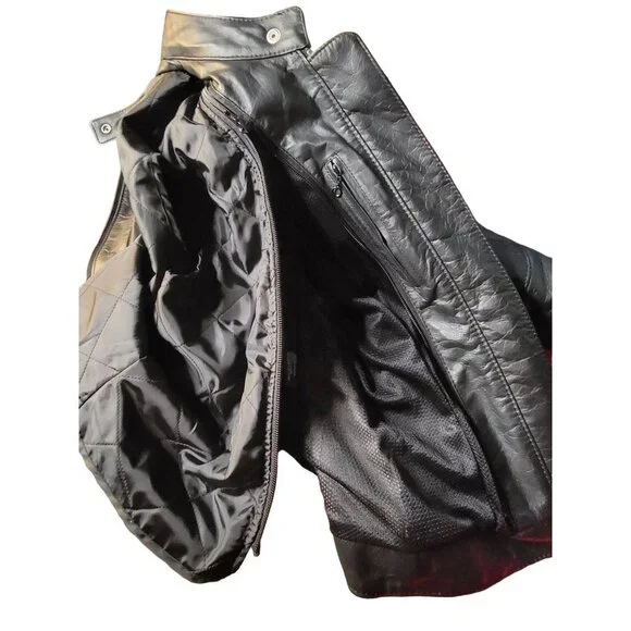 Z1R Nectar Womens LG Black White Leather Motorcycle Jacket Removable Pads Liner - Picture 12 of 14